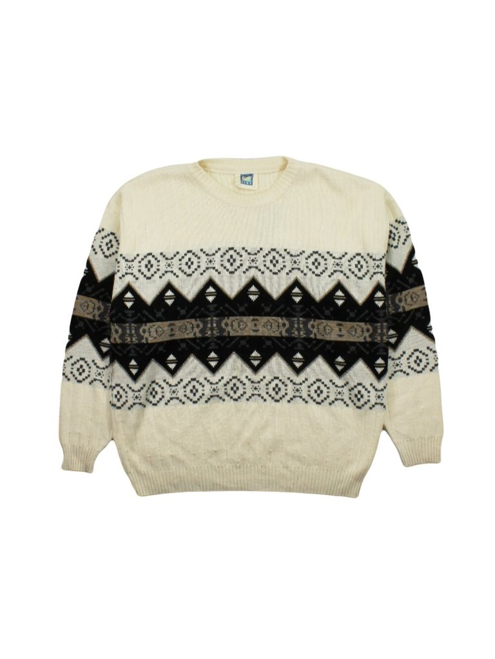 Vintage Fine Line Pattern Knit Sweater L